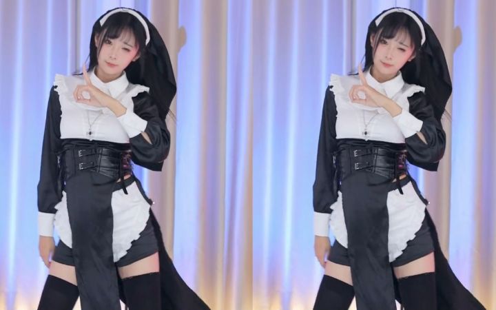 【鱼子酱】《SOLO》修女套装 直播跳舞录屏截图
