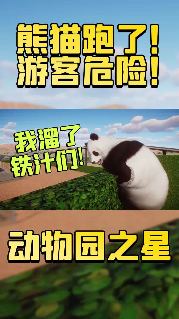 大熊猫翻墙爬出来了，给我游客都吓跑了！#游戏 #动物园之星 #建造 #沙盒截图