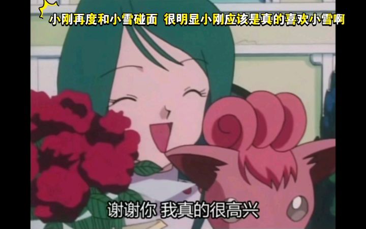 精灵宝可梦 小刚再度和小雪碰面 很明显小刚应该是真的喜欢小雪啊截图