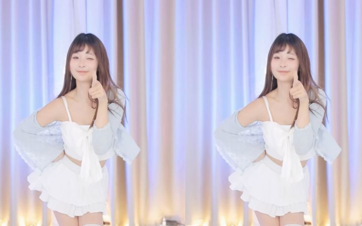 【鱼子酱】《叮叮当当舞》白色常服套装 直播跳舞录屏截图