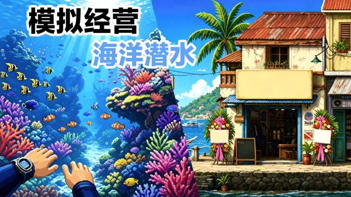 海底潜水🌊模拟经营×欣赏美景→升级装修潜水店,收集剧情卡片截图