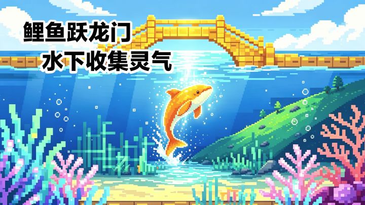 在tap玩鲤鱼跃龙门❓像素画风也很美丽‼️横版休闲手游,水下收集截图